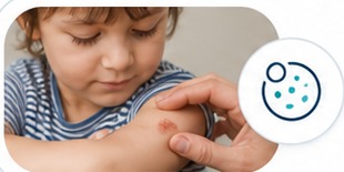Parent checking a small child's arm
