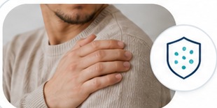 Adult holding their chest in discomfort