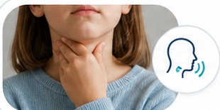 Child holding their throat