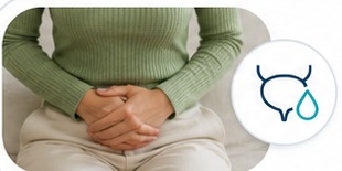Woman holding her lower abdomen